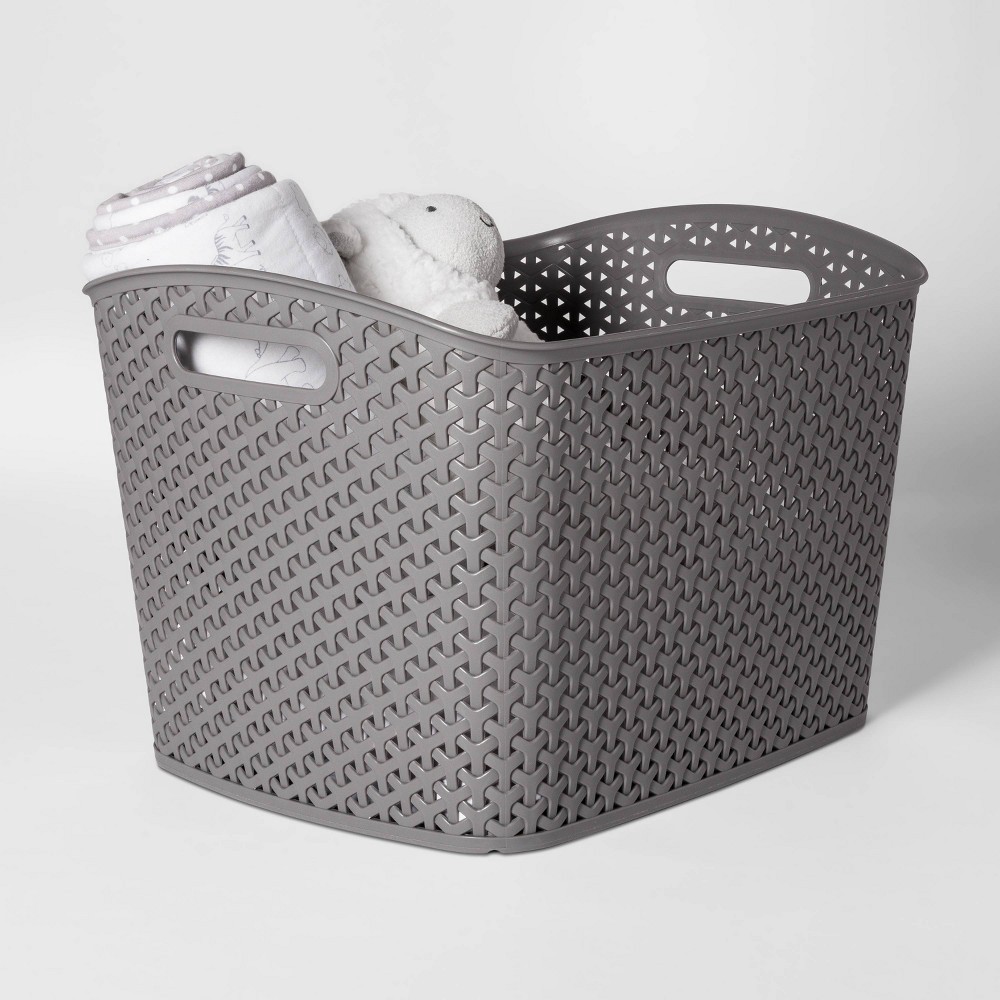slide 2 of 3, Y-Weave XL Curved Decorative Storage Basket Gray - Room Essentials, 1 ct