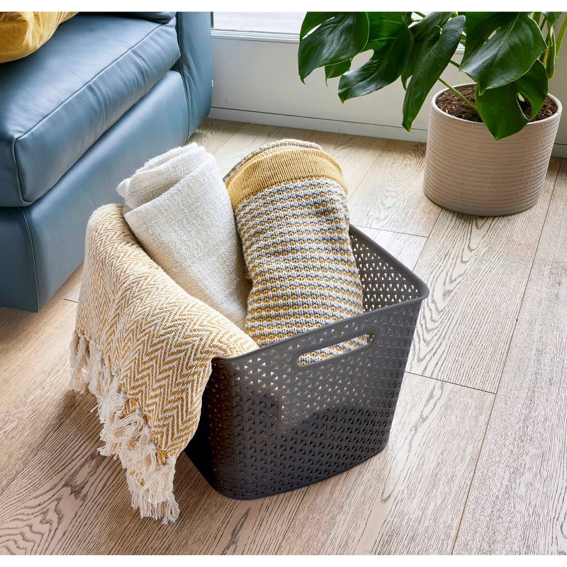 slide 3 of 6, Y-Weave XL Curved Decorative Storage Basket Gray - Brightroom™: Polypropylene, 11.25" H, 16.63" D, 12.63" W, 1 ct