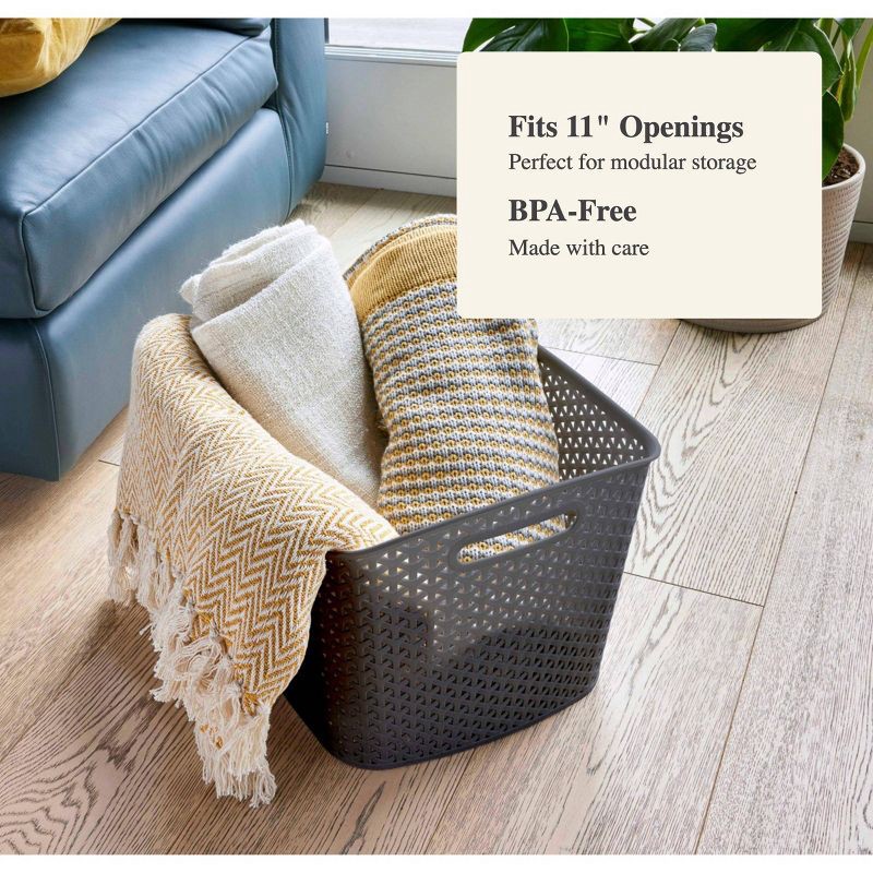 slide 4 of 7, Y-Weave XL Curved Decorative Storage Basket Gray - Brightroom™: Polypropylene, 11.25" H, 16.63" D, 12.63" W, 1 ct