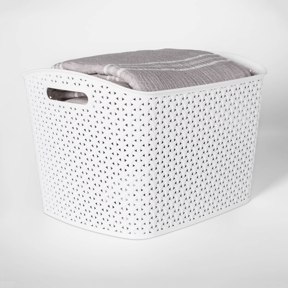 slide 2 of 3, Y-Weave XL Curved Decorative Storage Basket White - Room Essentials, 1 ct