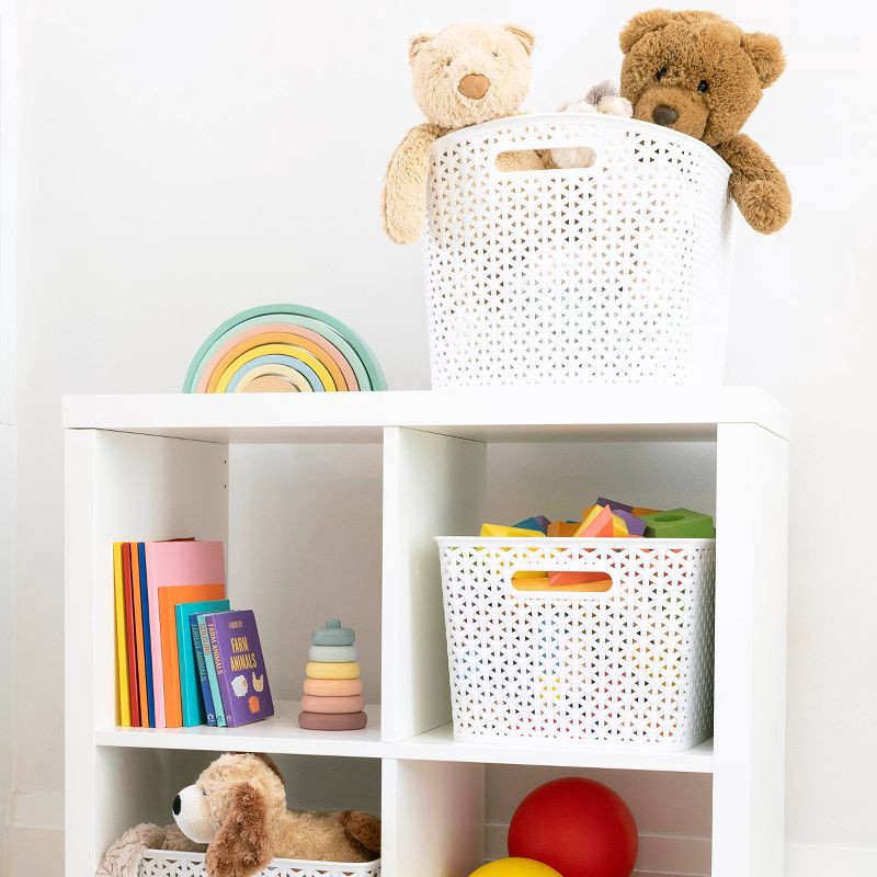 slide 6 of 6, Y-Weave XL Curved Decorative Storage Basket White - Brightroom™: Plastic Bin, Nesting, Cut-Out Handles, 11" Cube Compatible, 1 ct