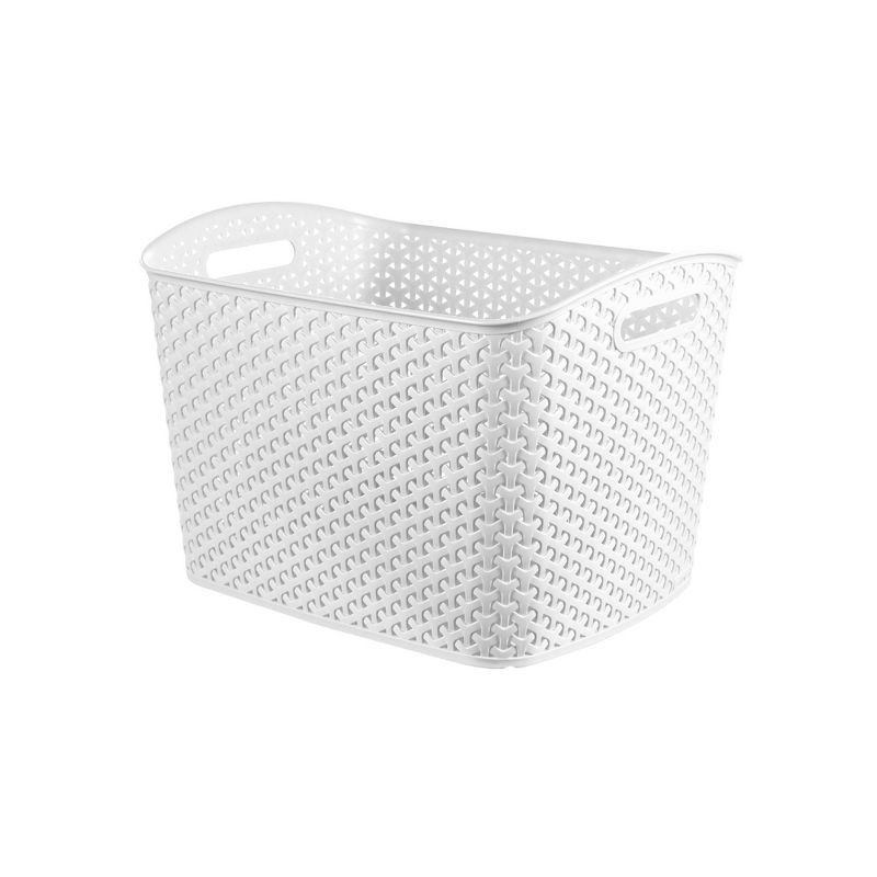 slide 1 of 6, Y-Weave XL Curved Decorative Storage Basket White - Brightroom™: Plastic Bin, Nesting, Cut-Out Handles, 11" Cube Compatible, 1 ct