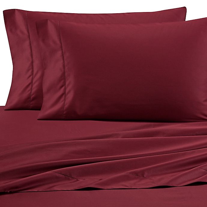 slide 1 of 6, Wamsutta 525-Thread-Count PimaCott Wrinkle Resistant Queen Fitted Sheet - Burgundy, 1 ct