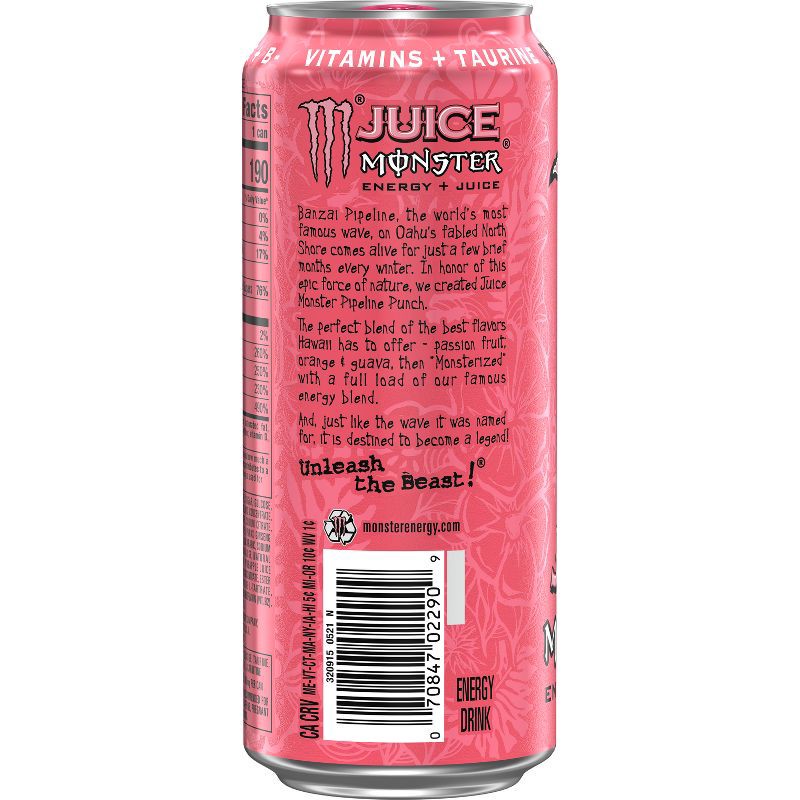 slide 2 of 4, Monster Energy Juice Monster, Pipeline Punch - 16 fl oz Can, 16 fl oz