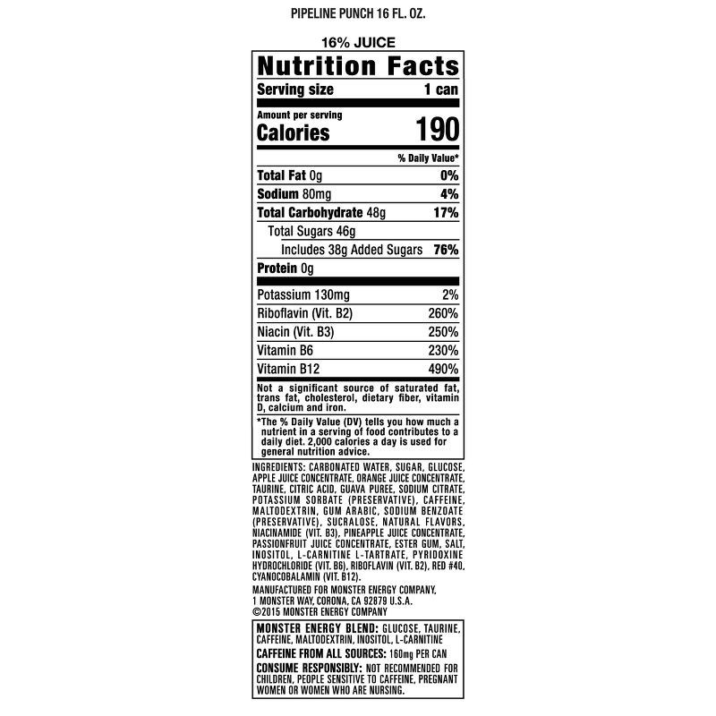 slide 4 of 4, Monster Energy Juice Monster, Pipeline Punch - 16 fl oz Can, 16 fl oz
