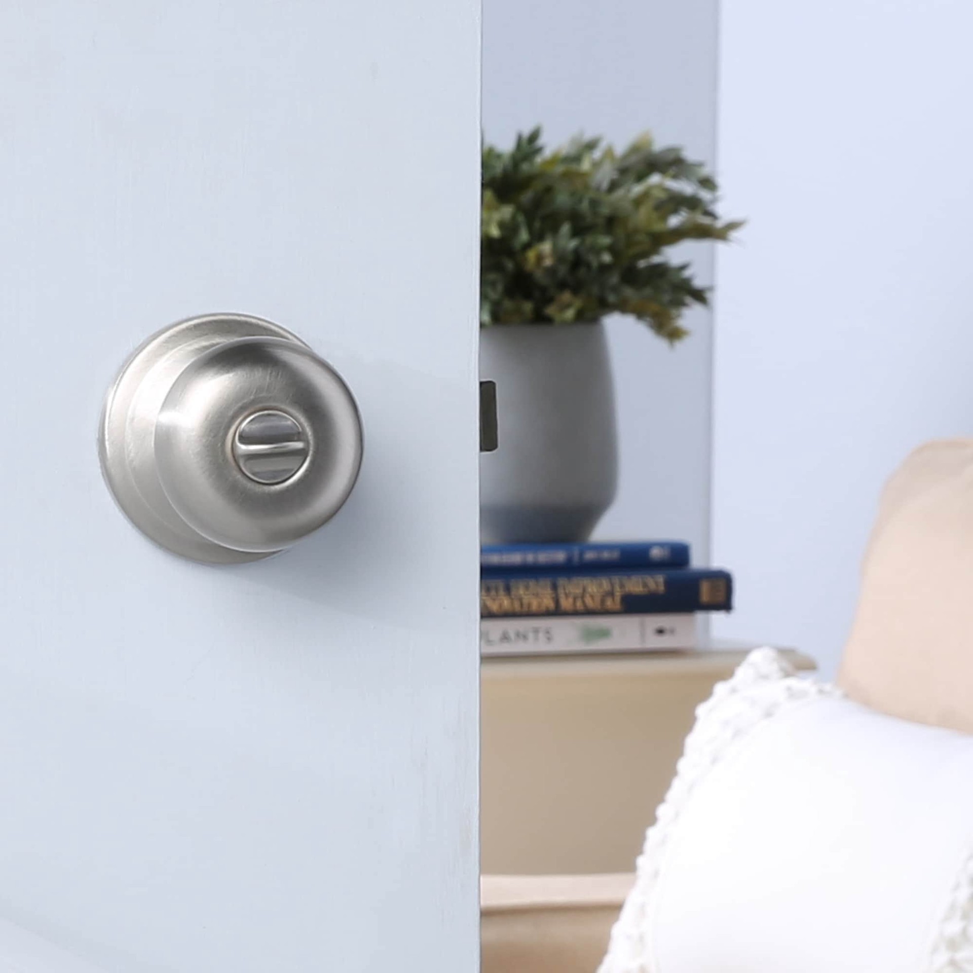 slide 2 of 6, Kwikset Signature Series Juno Satin Nickel Interior or Bed/Bath Privacy Door Knob, 1 ct
