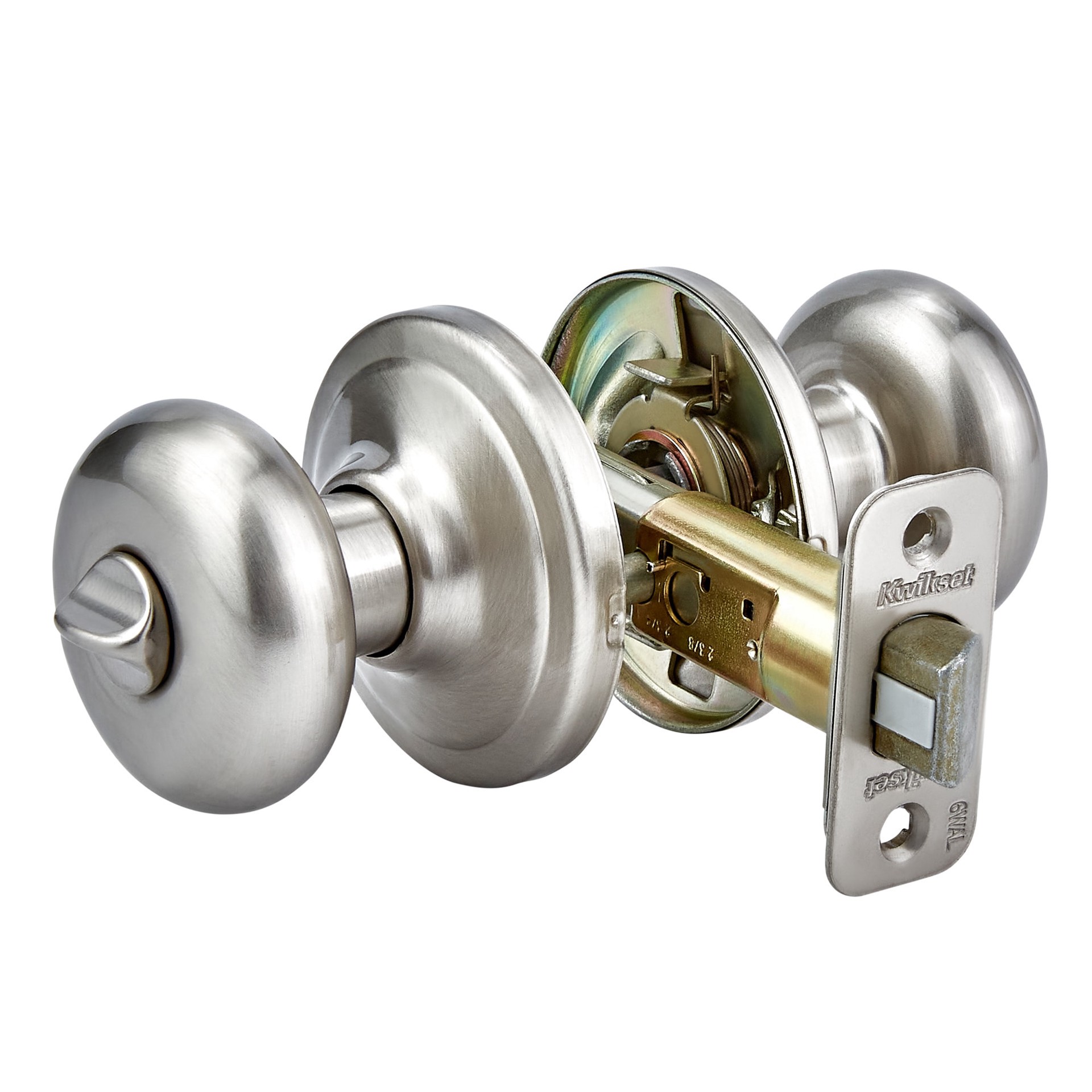 slide 4 of 6, Kwikset Signature Series Juno Satin Nickel Interior or Bed/Bath Privacy Door Knob, 1 ct