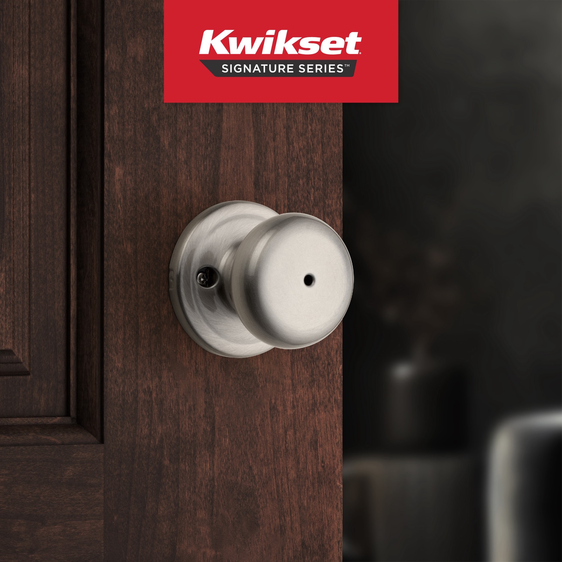 slide 6 of 6, Kwikset Signature Series Juno Satin Nickel Interior or Bed/Bath Privacy Door Knob, 1 ct