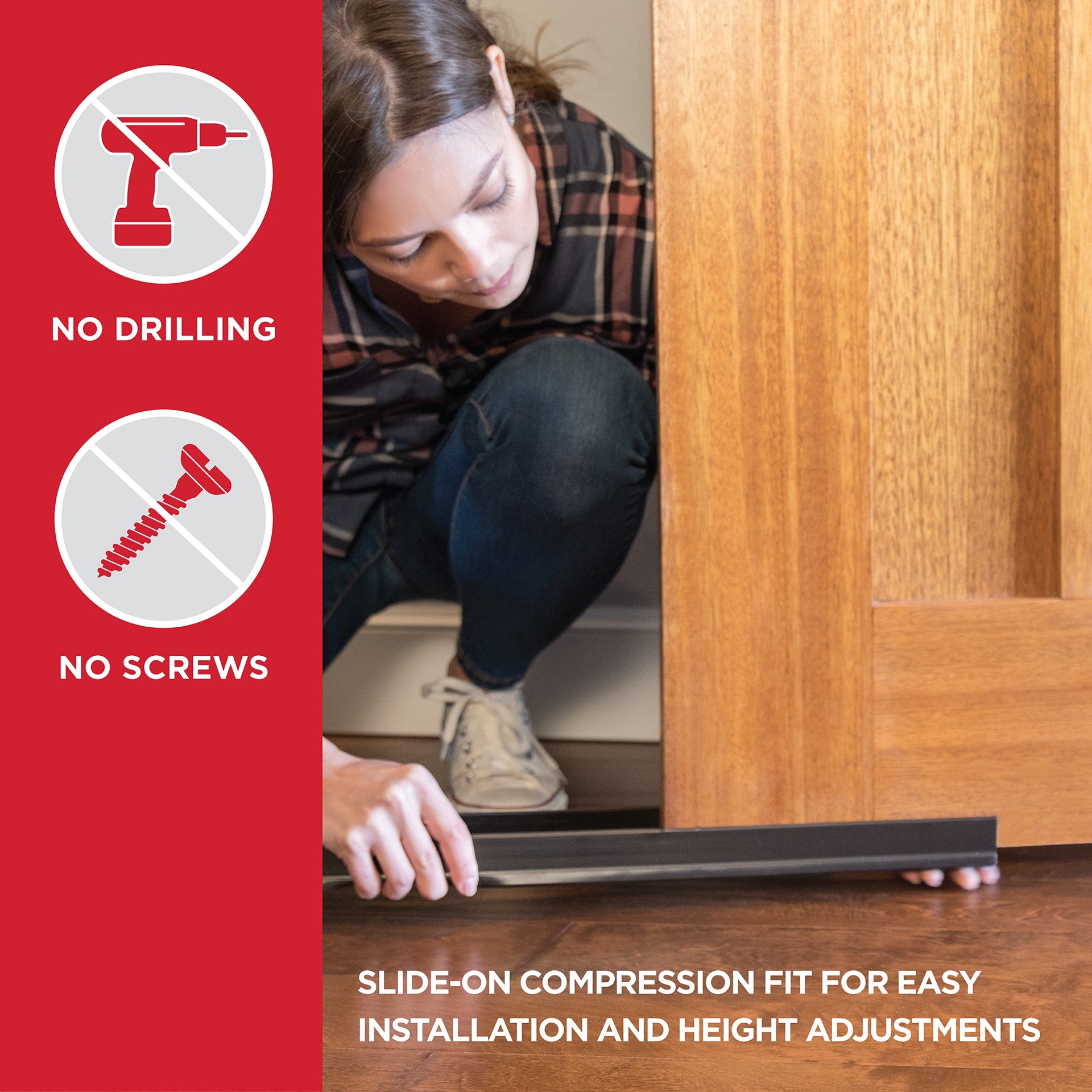 slide 4 of 6, M-D 3-ft x 2-in x 1-3/4-in Brown Cinch Slide-on Vinyl Door Weatherstrip, 1 ct