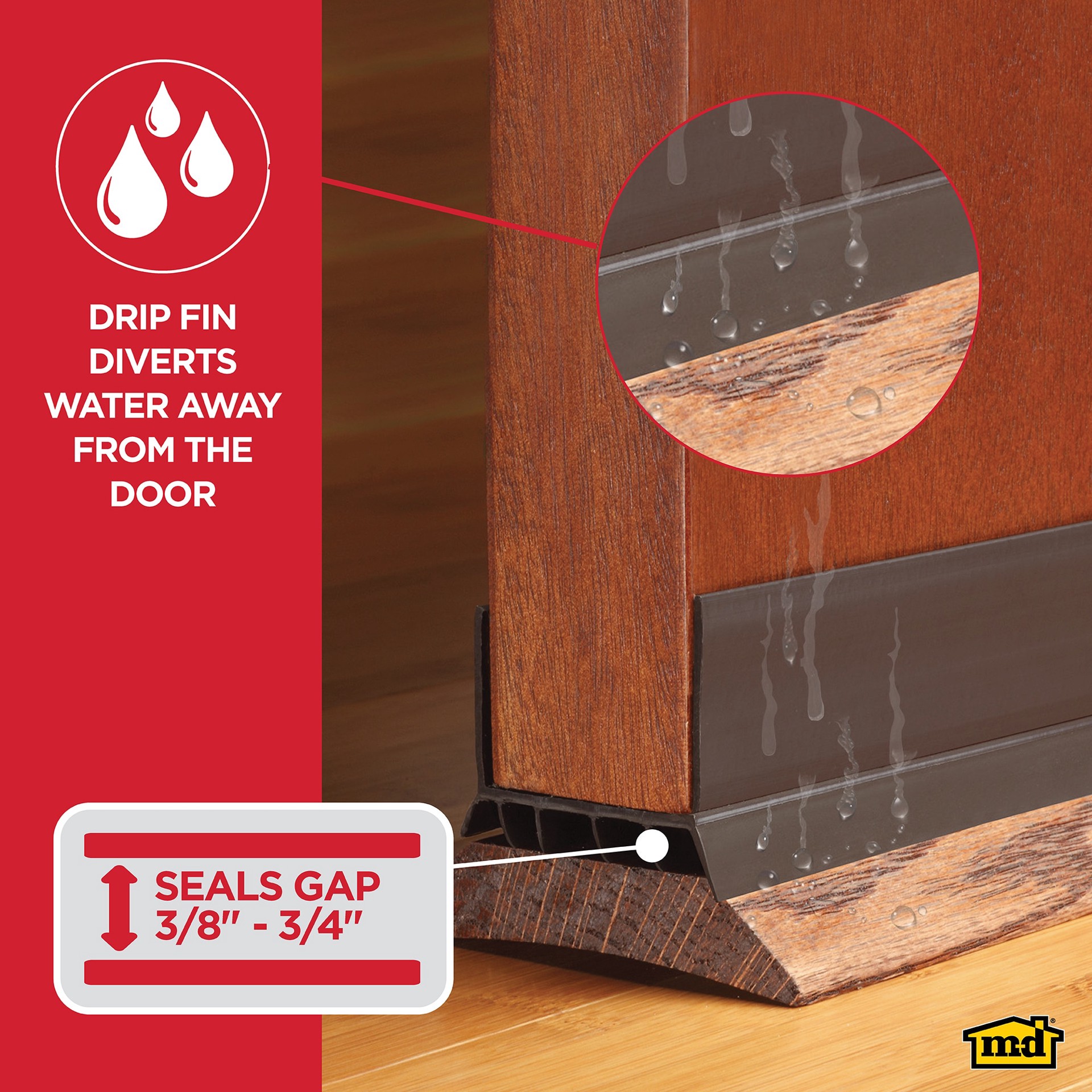 slide 3 of 6, M-D 3-ft x 2-in x 1-3/4-in Brown Cinch Slide-on Vinyl Door Weatherstrip, 1 ct