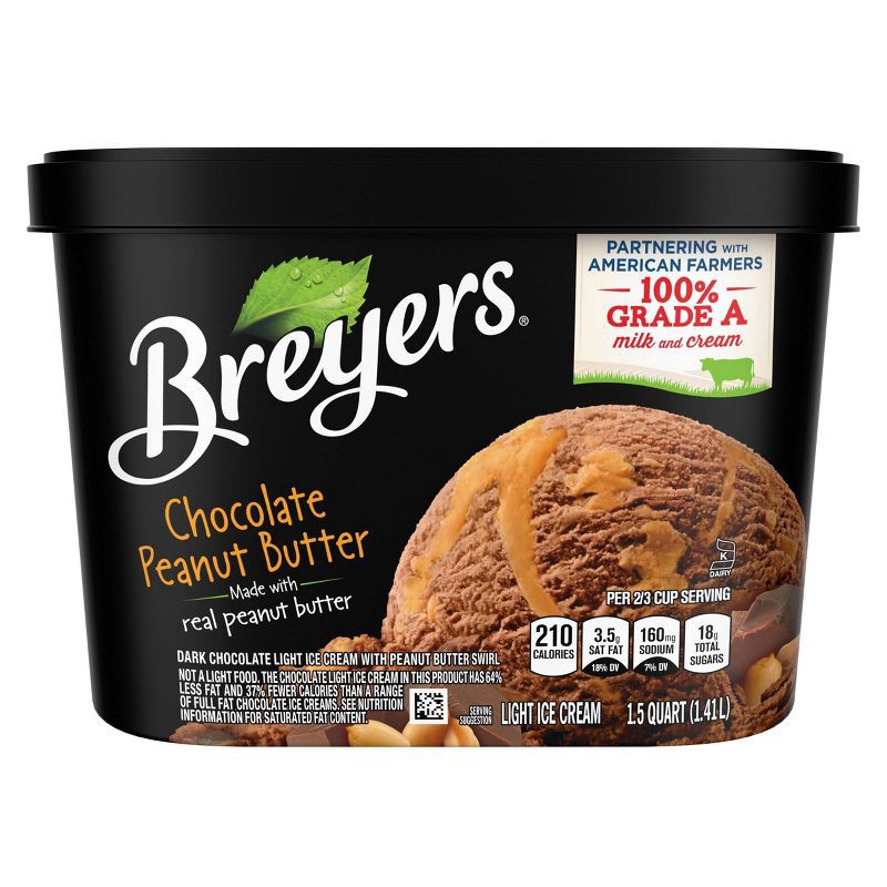 slide 1 of 8, Breyers Ice Cream Breyers Chocolate Peanut Butter Ice Cream - 48oz, 48 oz