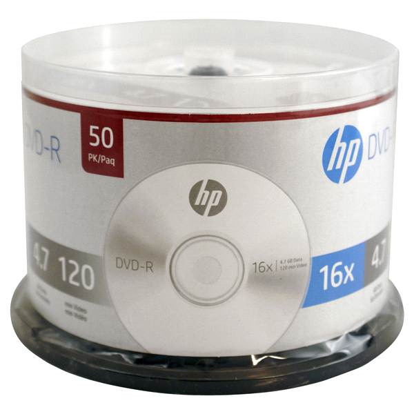 slide 1 of 1, HP DVD-RSpindle, 50 ct