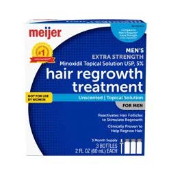 Meijer Minoxidil Topical Solution USP, 5 Percent, Hair Regrowth Treatment for Men, Extra Strength, 3 btl.