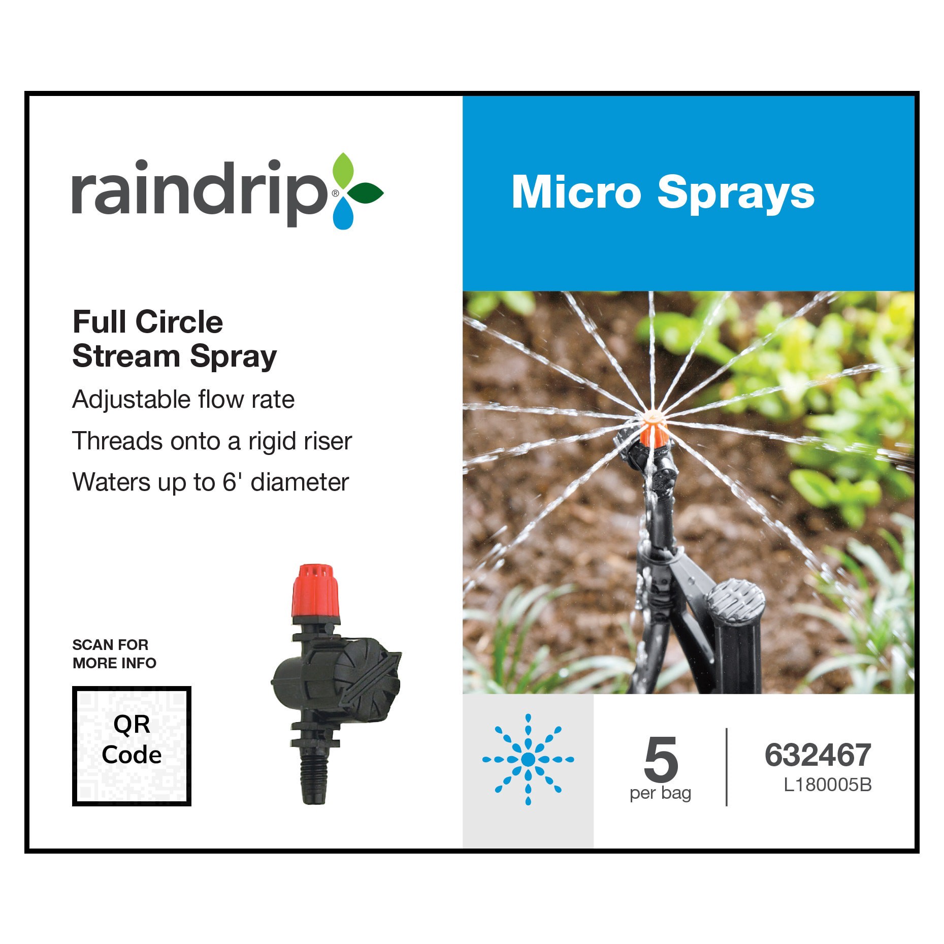 slide 2 of 4, Raindrip 23.9 GPH Full-Circle Drip Irrigation Multi-Stream Emitter, 1 ct