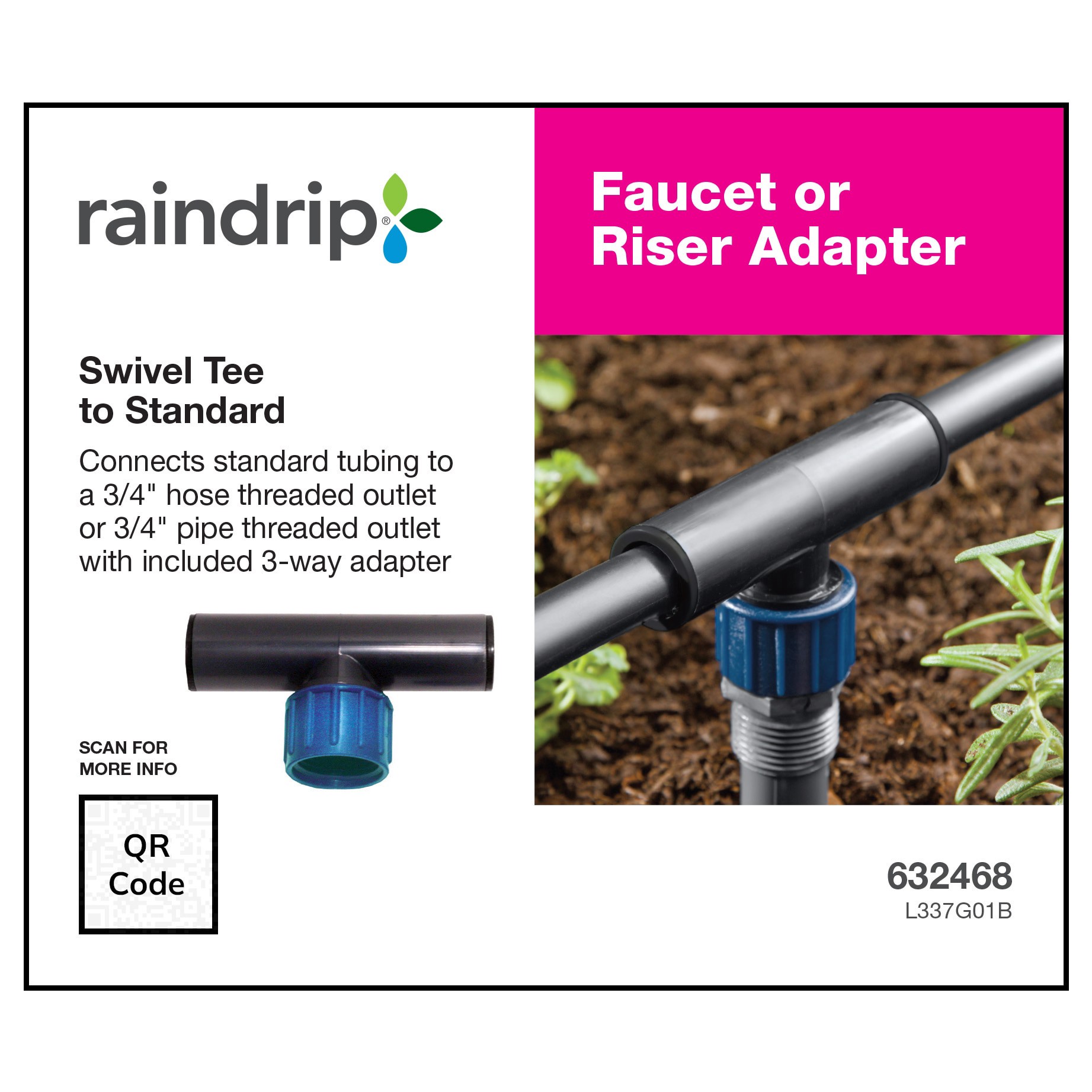 slide 3 of 6, Raindrip 5/8-in Plastic Compression Drip Irrigation Tee, 1 ct