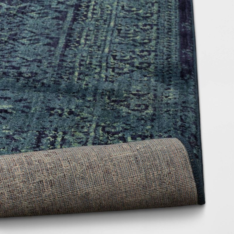 slide 4 of 7, 5'x7' Overdyed Area Rug Turquoise - Threshold™, 1 ct