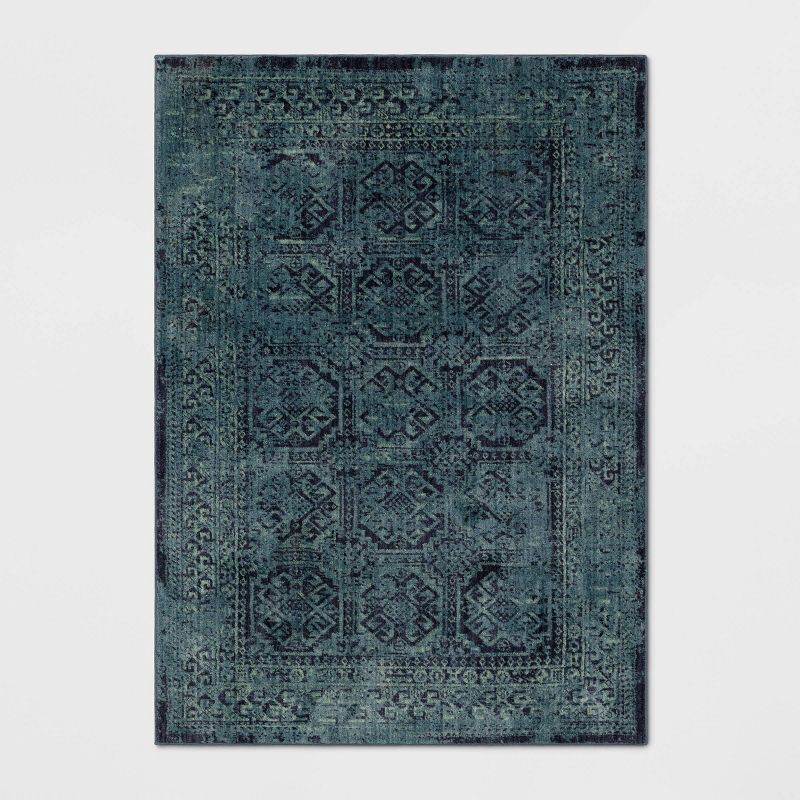 slide 1 of 7, 5'x7' Overdyed Area Rug Turquoise - Threshold™, 1 ct