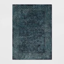 5&#x27;x7&#x27; Overdyed Area Rug Turquoise - Threshold™