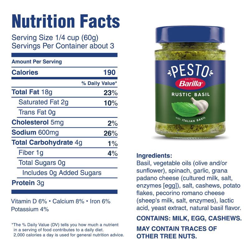 slide 6 of 7, Barilla Rustic Basil Pesto Sauce - 6.5oz, 6.5 oz
