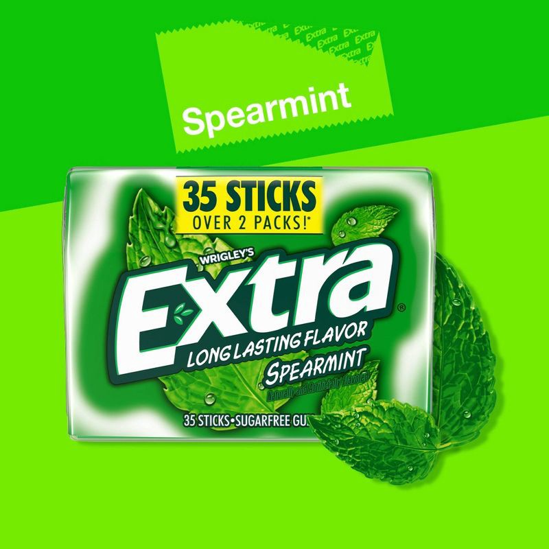 slide 3 of 10, Extra Sugar-Free Spearmint Sugar Free Chewing Gum - 35ct, 35 ct