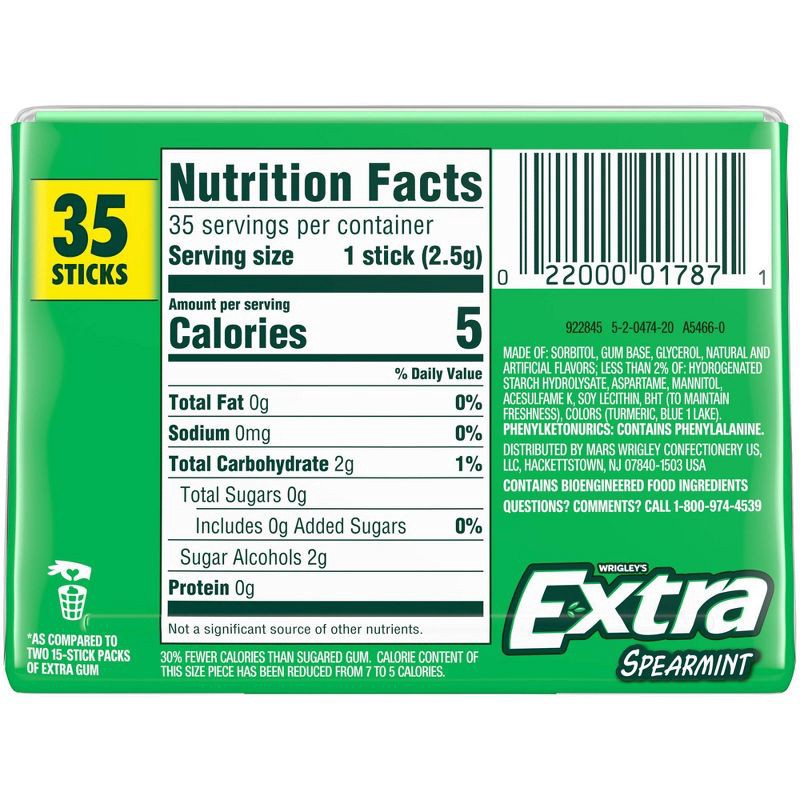 slide 8 of 9, Extra Spearmint Sugar Free Chewing Gum - 35ct, 35 ct