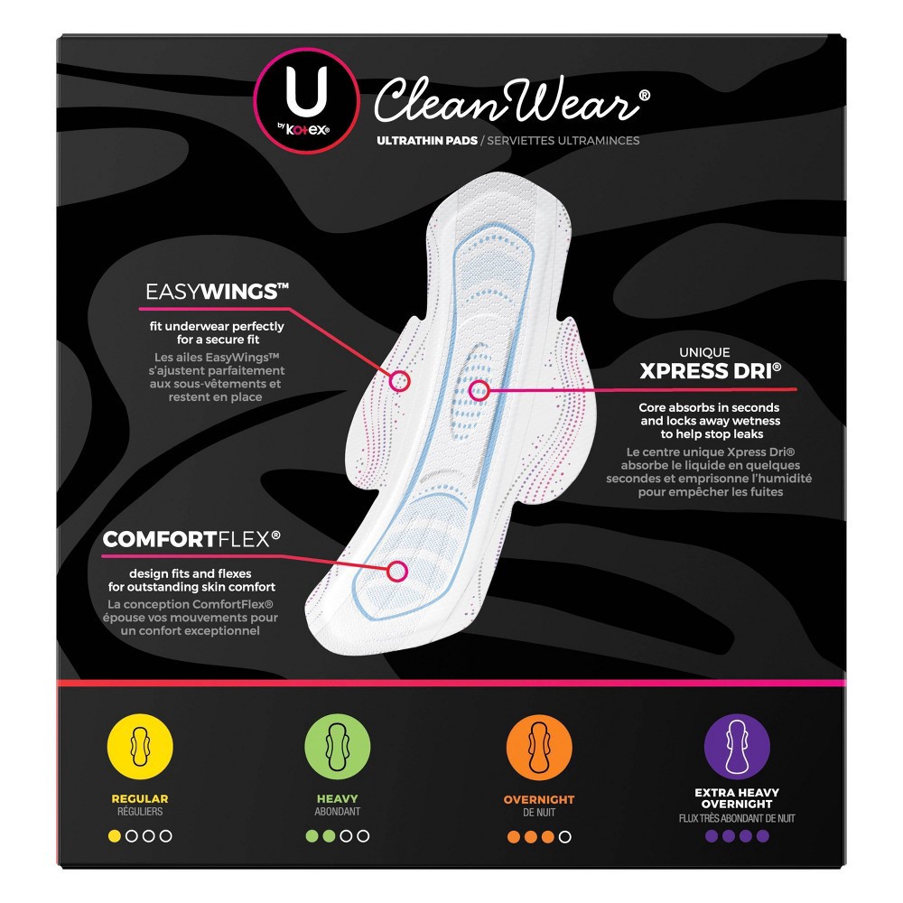 slide 8 of 11, U by Kotex CleanWear Ultra Thin Fragrance Free Pads with Wings - Heavy - Unscented - 40ct, 44 ct