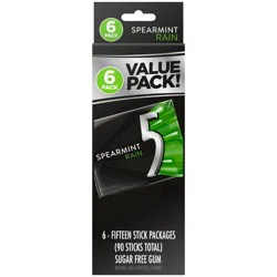 5 Gum Sugar-Free Spearmint Rain Chewing Gum - 15ct/6pk