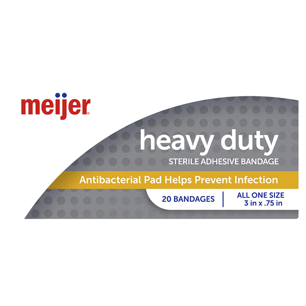 slide 16 of 25, Meijer Heavy Duty Adhesive Bandages, Antibacterial, 20 ct