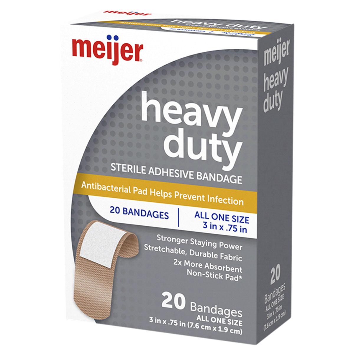 slide 5 of 25, Meijer Heavy Duty Adhesive Bandages, Antibacterial, 20 ct
