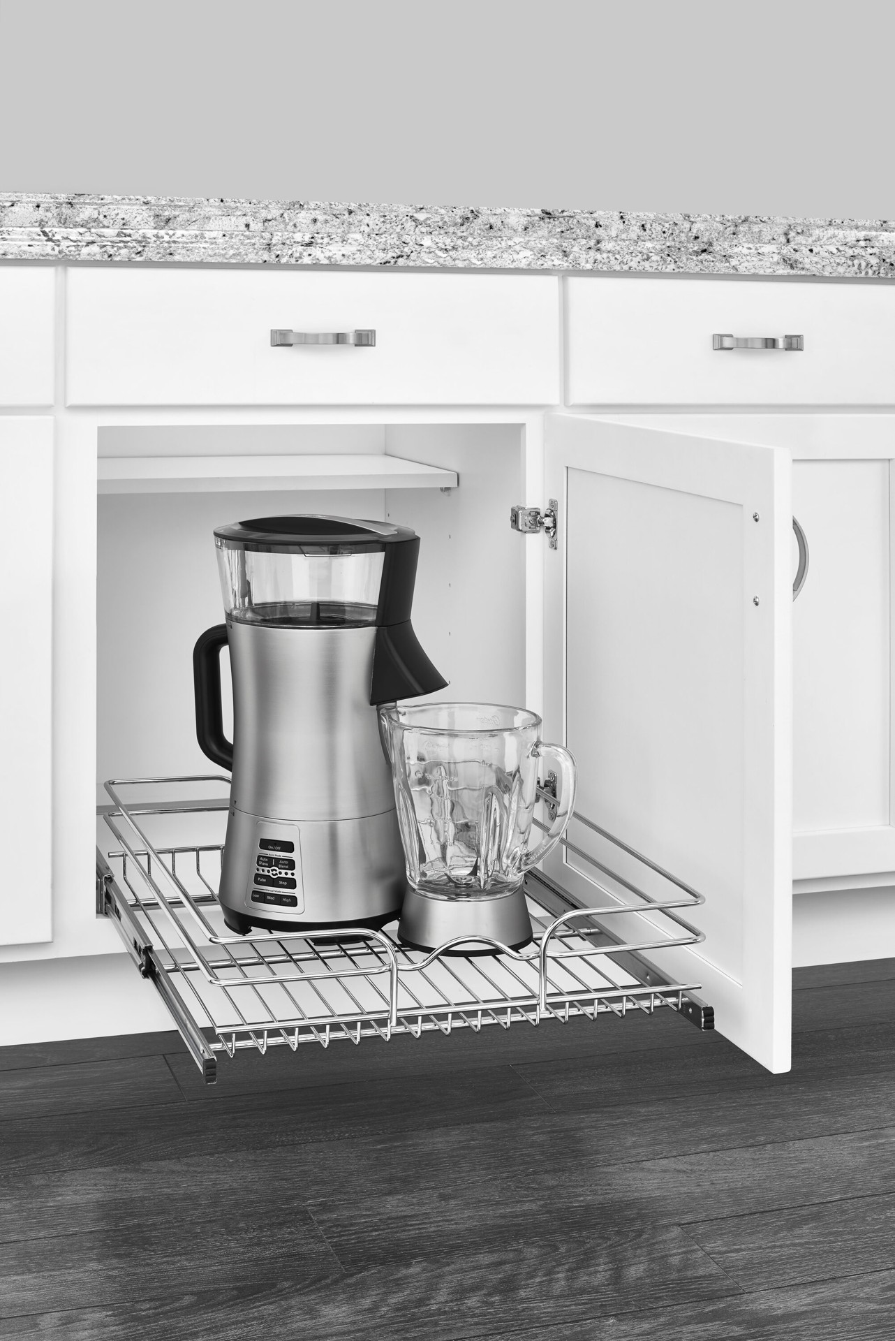 slide 2 of 6, Rev-A-Shelf Single-Tier Pull-Out Baskets 14.5-in W x 6-in H x 22-in D 1 -Tier Cabinet-mount Chrome Metal Soft Close Pull-out Sliding basket kit, 1 ct