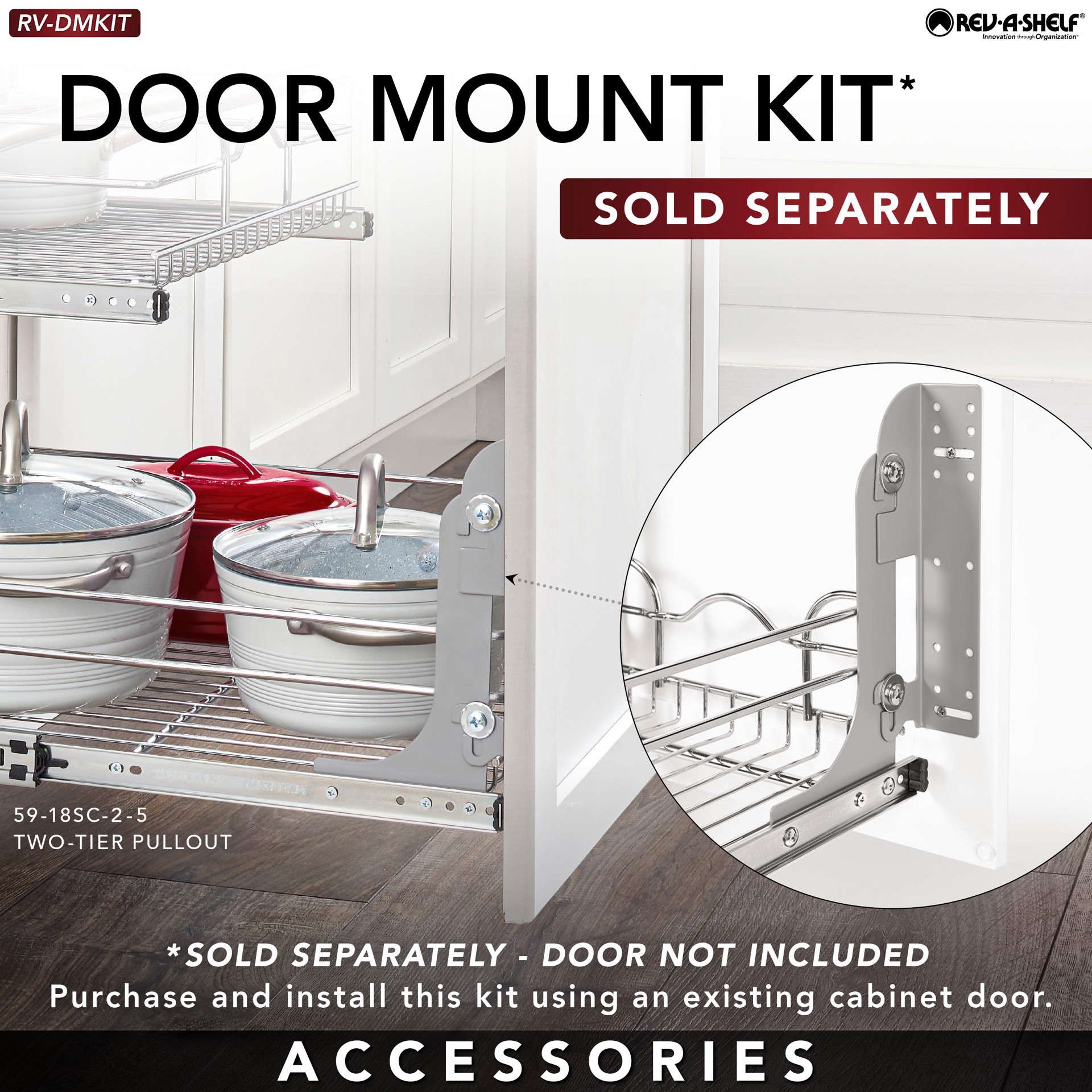 slide 6 of 6, Rev-A-Shelf Single-Tier Pull-Out Baskets 20.5-in W x 6-in H x 22-in D 1 -Tier Cabinet-mount Chrome Metal Soft Close Pull-out Sliding basket kit, 1 ct