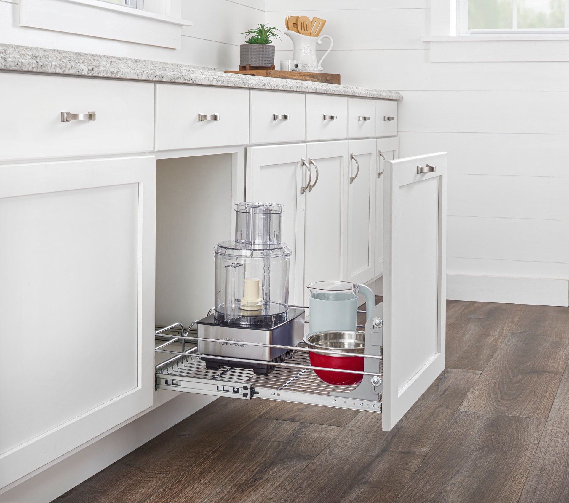 slide 3 of 6, Rev-A-Shelf Single-Tier Pull-Out Baskets 20.5-in W x 6-in H x 22-in D 1 -Tier Cabinet-mount Chrome Metal Soft Close Pull-out Sliding basket kit, 1 ct