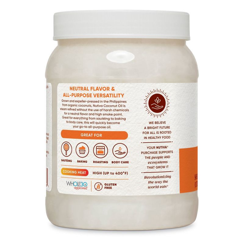 slide 2 of 3, Nutiva Refined Organic Coconut Oil - 54oz, 54 oz