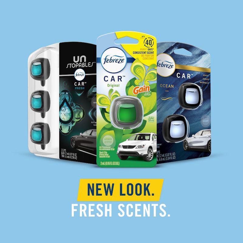 slide 8 of 10, Febreze Car Air Freshener Vent Clip - Gain Island Fresh - 0.13 fl oz/2pk, 2 ct; 0.13 fl oz