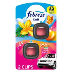 Febreze Car Air Freshener Vent Clip - Gain Island Fresh - 0.13 fl oz/2pk