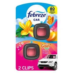 Febreze Car Air Freshener Vent Clip - Gain Island Fresh - 0.13 fl oz/2pk
