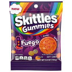 SKITTLES GUMMIES Fuego Sweet and Spicy Gummy Candy, 5.8 Oz Bag