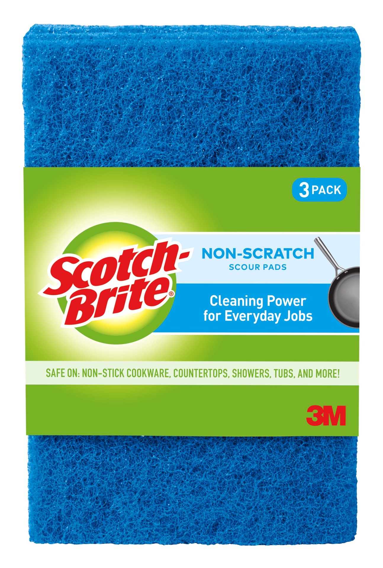 slide 1 of 6, Scotch-Brite Non-Scratch Poly fiber Scouring pad 3 -Pack, 1 ct