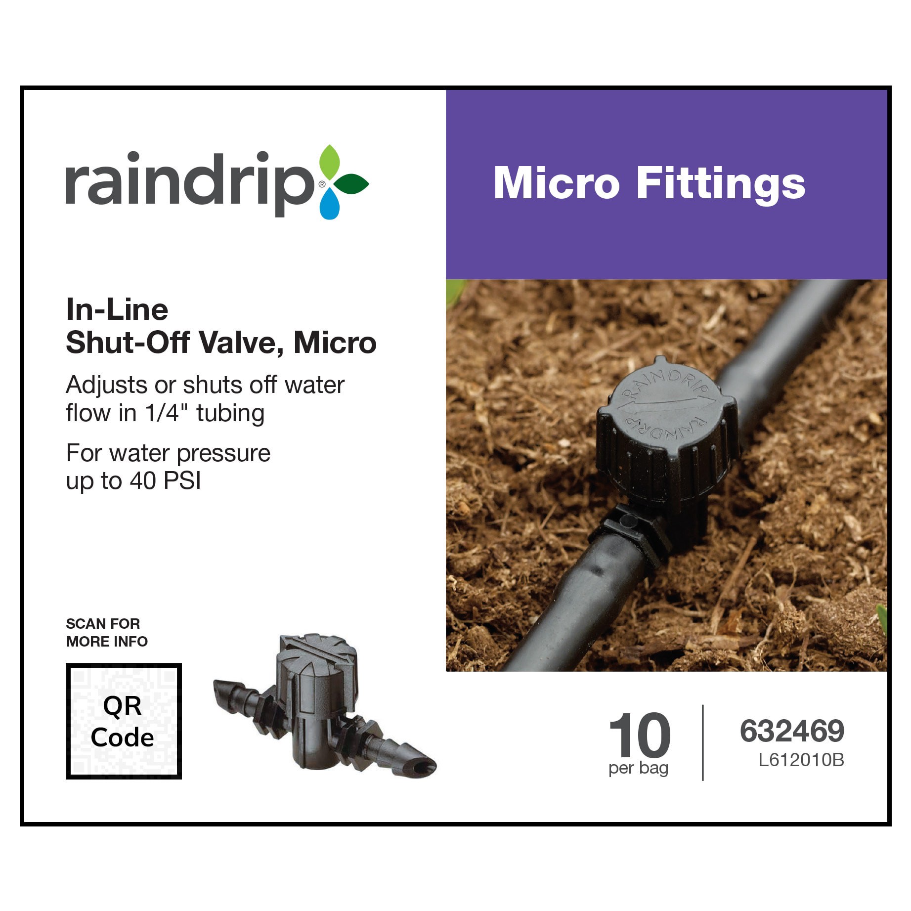 slide 2 of 4, Raindrip 0.25-in Barbed Drip Irrigation On/Off Valve, 1 ct