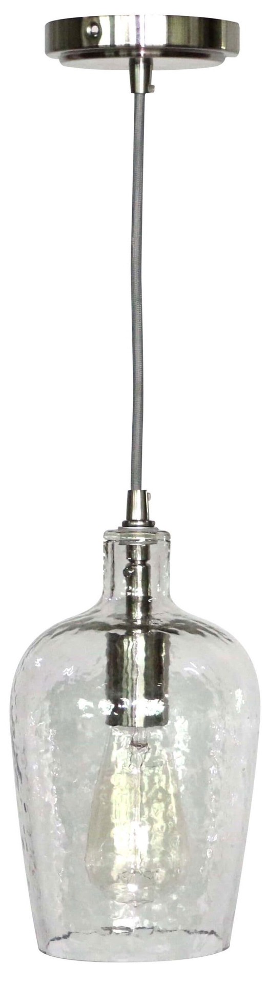 slide 3 of 6, allen + roth 1 -Light Brushed nickel Transitional Clear glass Bell Mini Hanging Pendant light, 1 ct