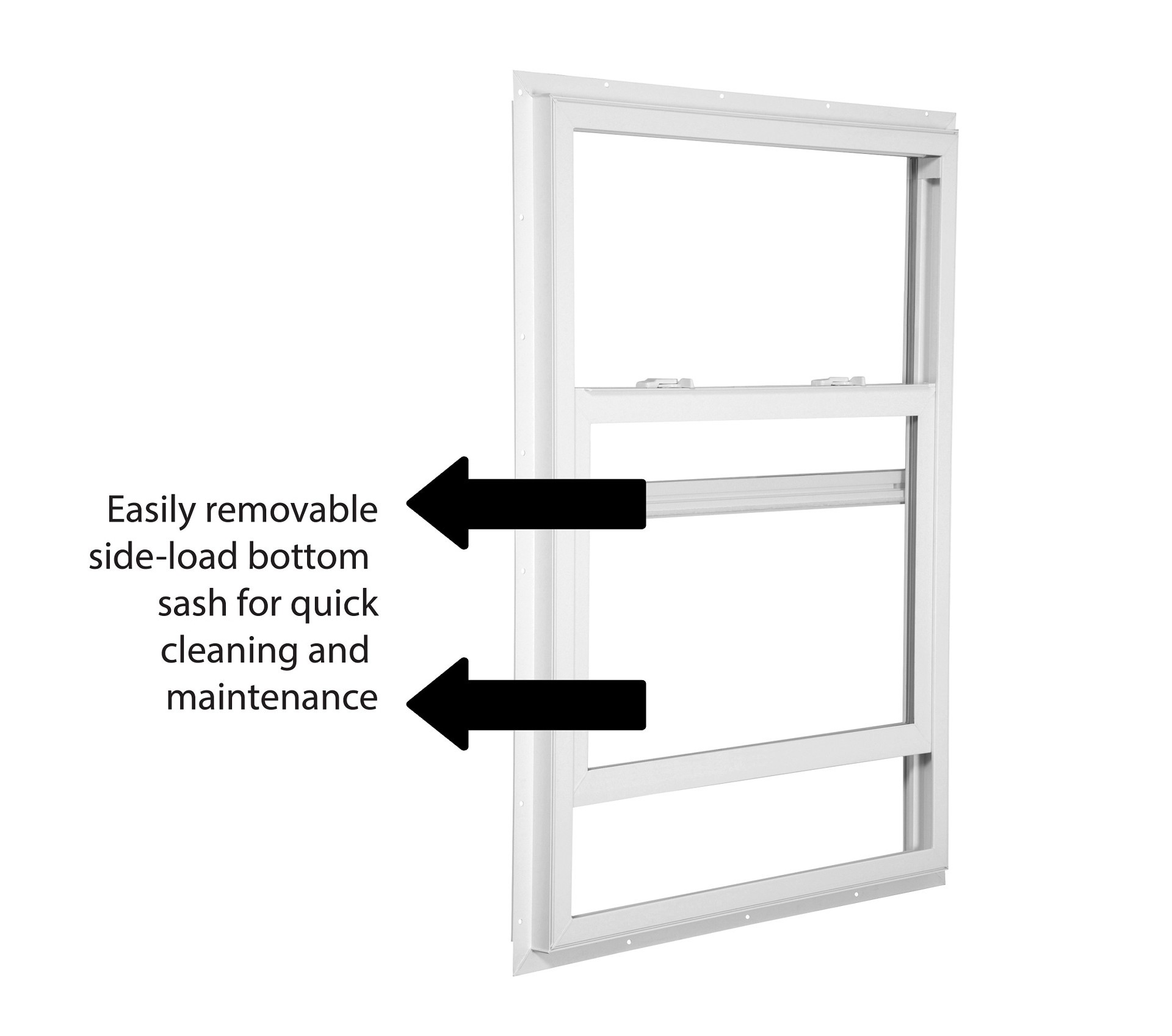 slide 4 of 6, RELIABILT 105 Series 35-1/2-in x 51-1/2-in White Exterior Vinyl New construction Single Hung Window Low-E argon Double Pane Glass (Half Screen Included), 1 ct