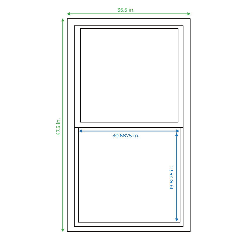 slide 4 of 6, RELIABILT 150 Series 35-1/2-in x 47-1/2-in White Exterior Vinyl New construction Single Hung Window Low-E Double Pane Glass (Half Screen Included), 1 ct