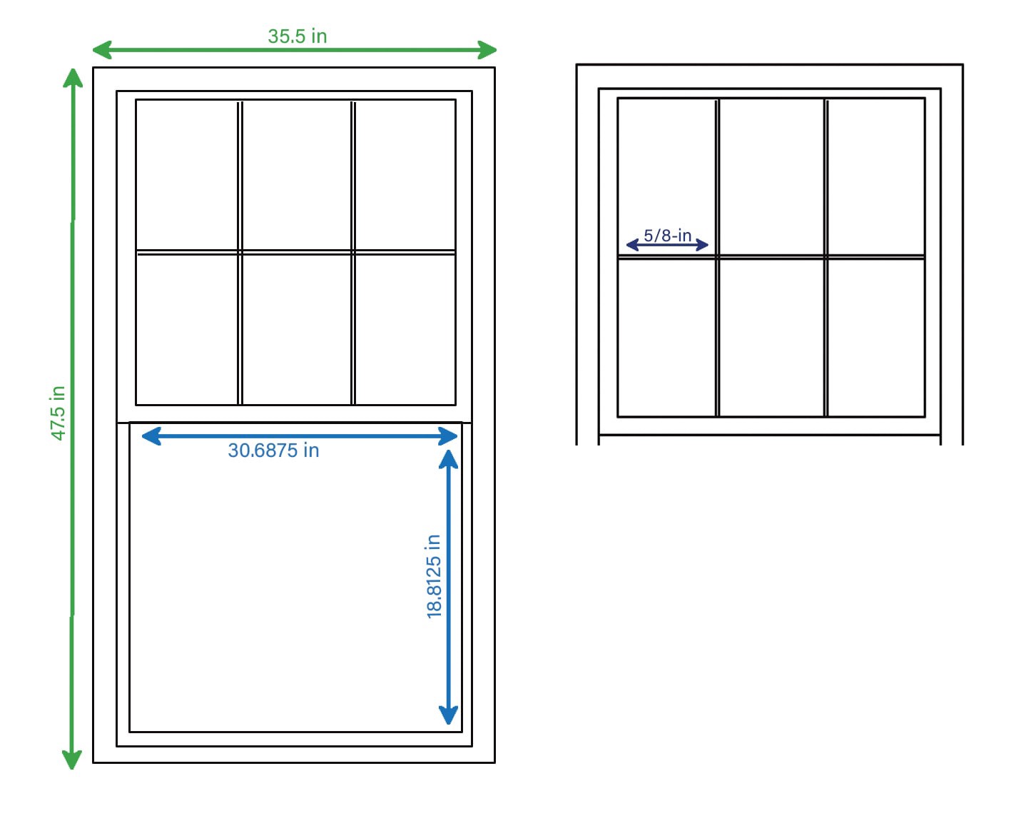 slide 4 of 6, RELIABILT 150 Series 35-1/2-in x 47-1/2-in White Exterior Vinyl New construction Single Hung Window Low-E argon Double Pane Glass with Grids, (Half Screen Included), 1 ct
