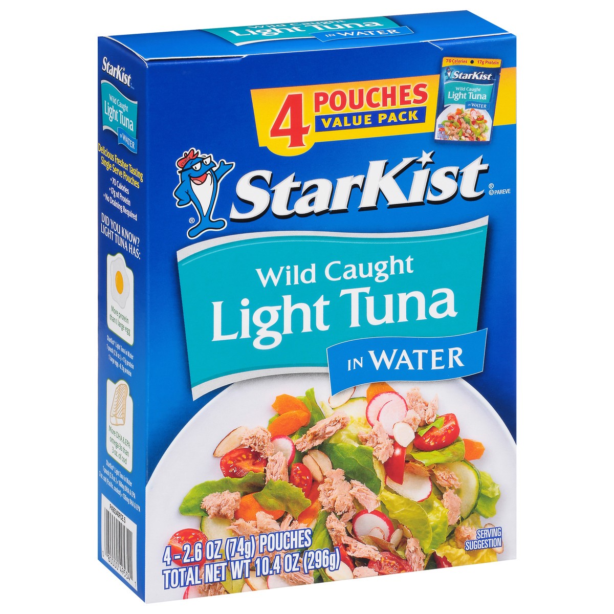 slide 2 of 9, StarKist Wild Caught Light Tuna in Water Value Pack 4 - 2.6 oz Pouches, 4 ct