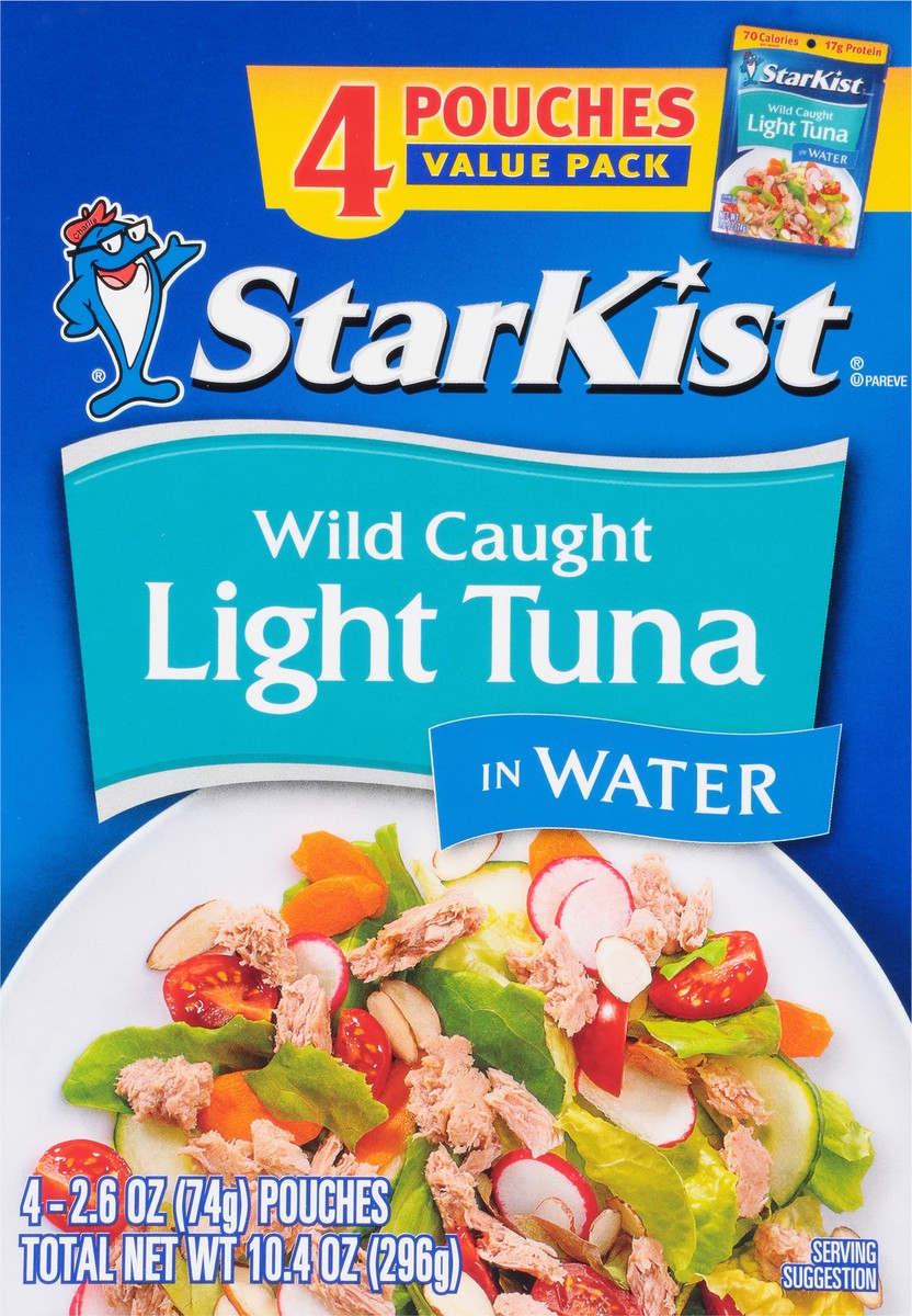 slide 6 of 9, StarKist Wild Caught Light Tuna in Water Value Pack 4 - 2.6 oz Pouches, 4 ct