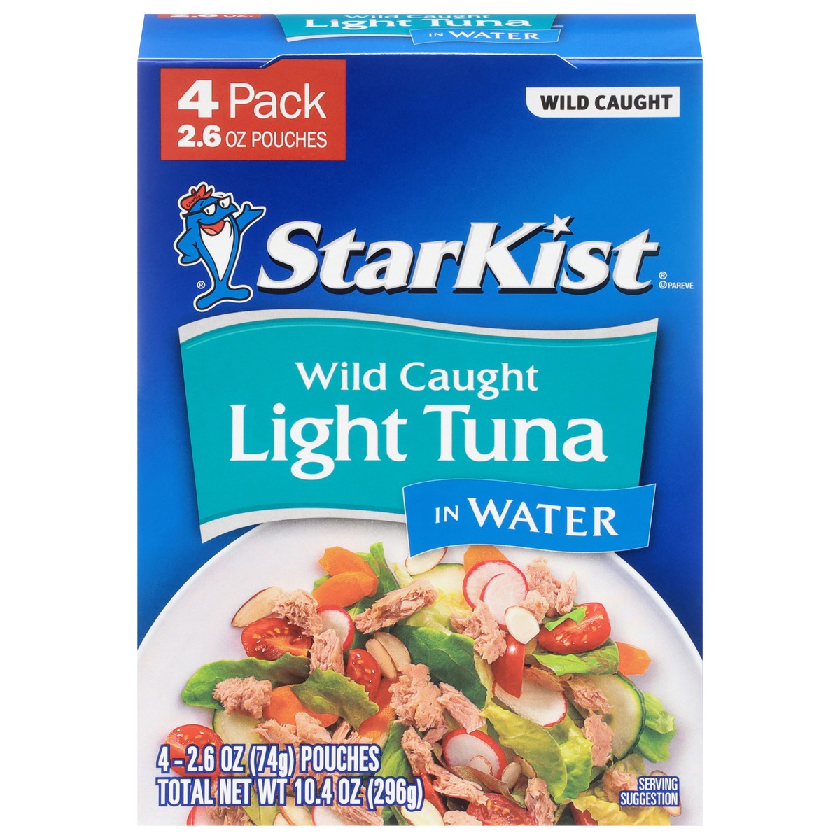 slide 1 of 9, StarKist Wild Caught Light Tuna in Water 4 - 2.6 oz Pouches, 4 ct