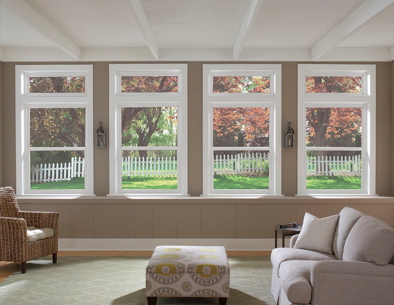 slide 5 of 6, RELIABILT 150 Series 35-1/2-in x 53-1/2-in White Exterior Vinyl New construction Single Hung Window Low-E Double Pane Glass (Half Screen Included), 1 ct