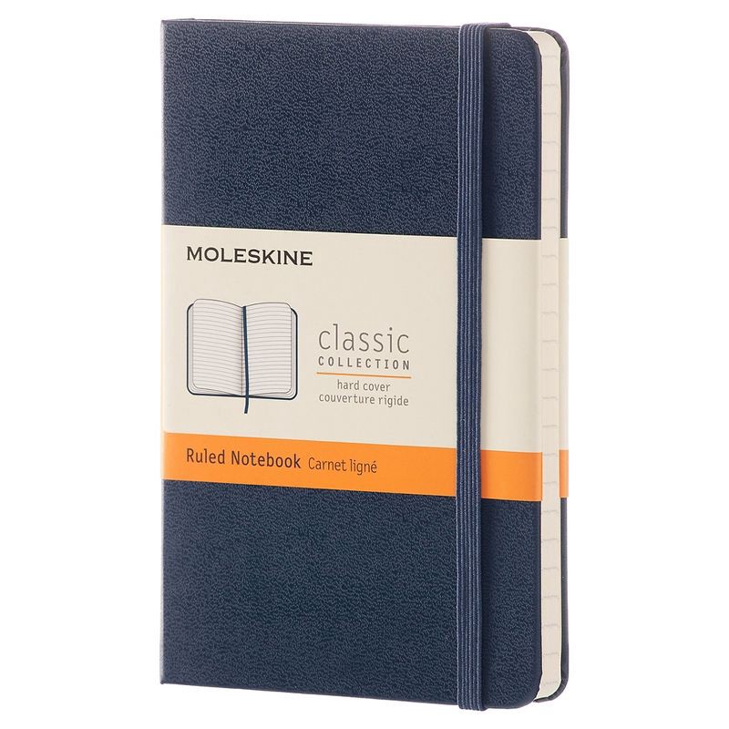 slide 1 of 6, Composition Notebook College Rule Blue - Moleskine: Pocket Journal, Hard Cover, Elastic Closure, 192 Pages,, 1 ct