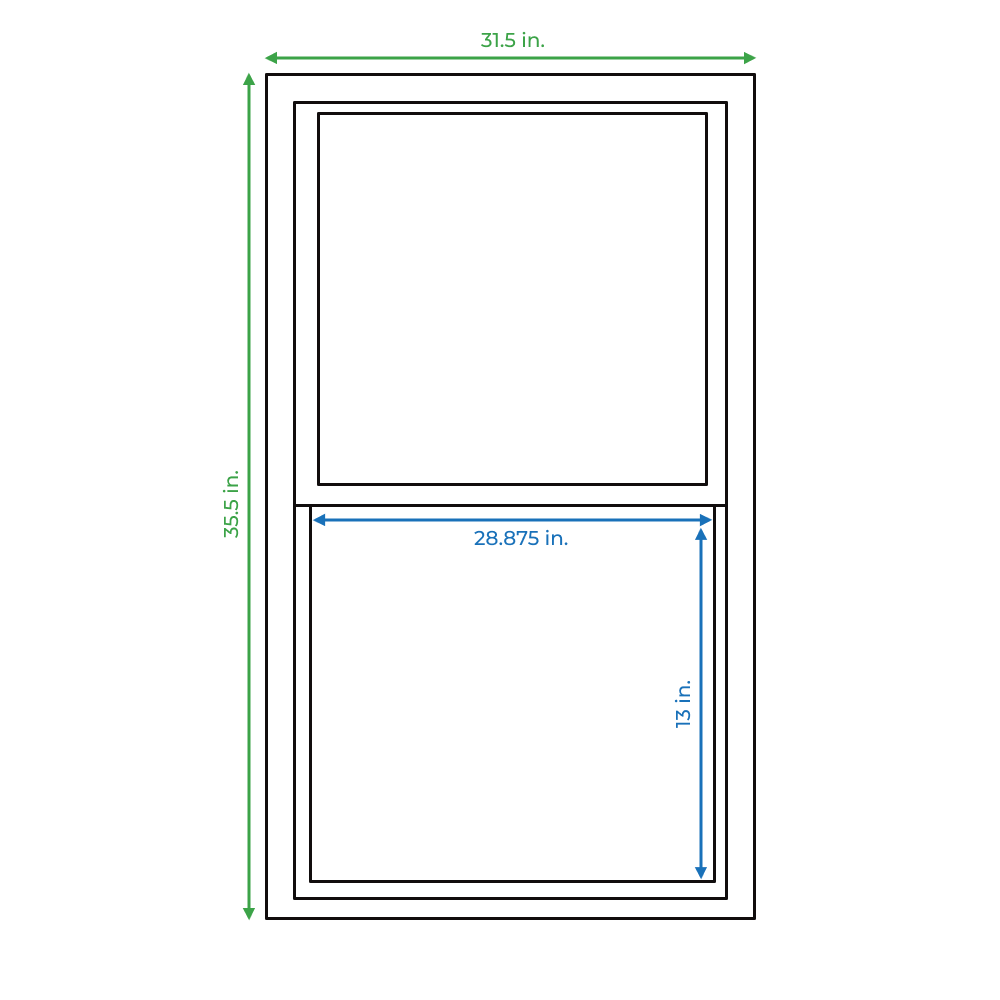 slide 6 of 6, RELIABILT 105 Series 31-1/2-in x 35-1/2-in White Exterior Vinyl New Construction Single Hung Window Low-E argon Double Pane Glass (Half Screen Included), 1 ct