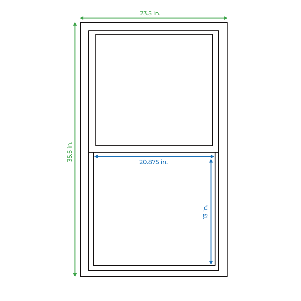 slide 6 of 6, RELIABILT 105 Series 23-1/2-in x 35-1/2-in White Exterior Vinyl New Construction Single Hung Window Low-E argon Double Pane Glass (Half Screen Included), 1 ct